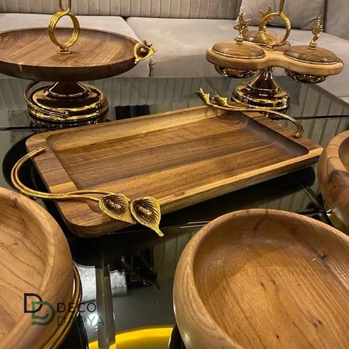 سینی چوب گردو گل شیپوری