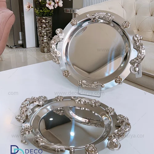 سینی گرد گلستان نقره ای