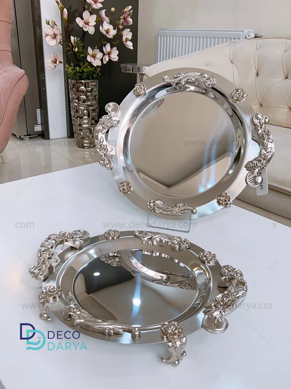 سینی گرد گلستان نقره ای
