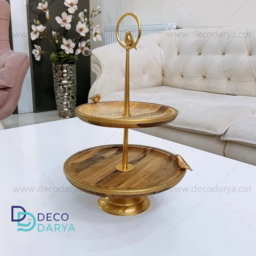 شیرینی خوری دو طبقه چوبی گلدن برد کد 9520