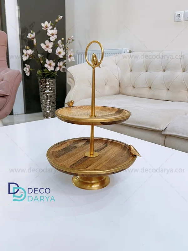 شیرینی خوری دو طبقه چوبی گلدن برد کد 9520