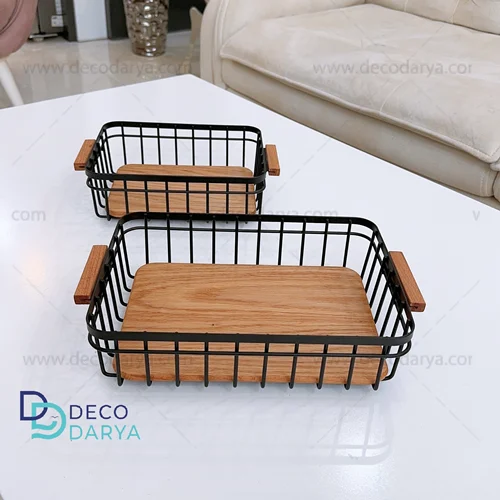 ظرف مستطیلی چوب و فلز