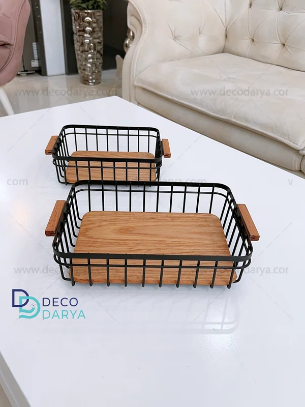 ظرف مستطیلی چوب و فلز