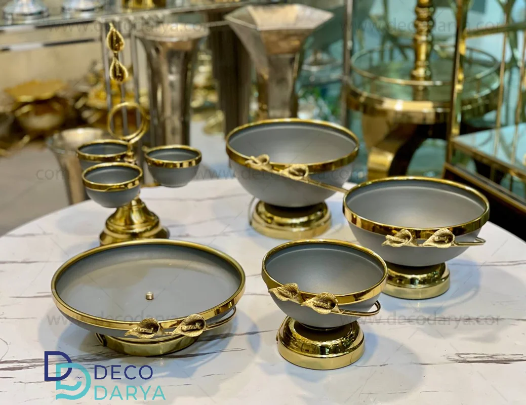 ست پذیرایی پنج تکه لیلیوم طوسی طلایی