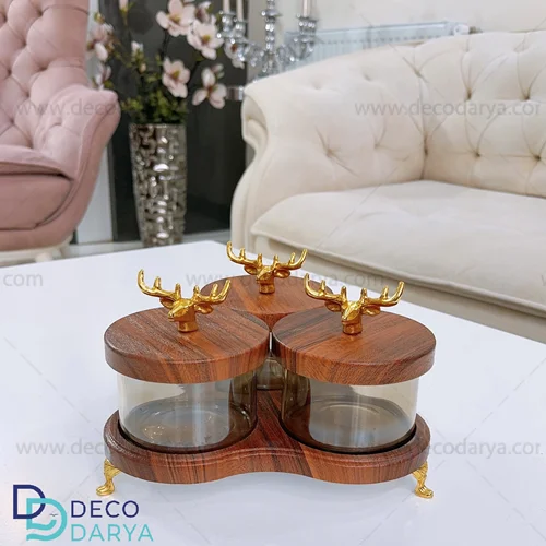 شکلات خوری سه خانه قلبی چوب گوزن