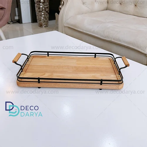 سینی مستطیل چوب و فلز